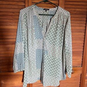 NYDJ Pintuck Blouse Geo Print